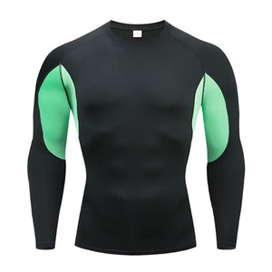 Haut de sport athlétique pour homme à manches longues, anti-UV, noir et bleu, à séchage rapide, en Spandex et Polyester - Product Image 5