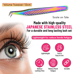 Personnalisé 45 °   65 °   90 °   Pince à cils courbée à pointe en fibre pour extensions de cils volume russe, outil professionnel - Product Image 4