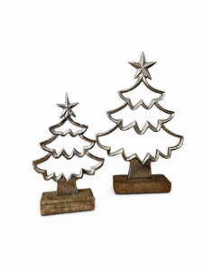 Decorative Metal <b>Christmas</b> <b>Tree</b> Sculpture with Wooden Base <b>Christmas</b> Decoration Sculpture in Affordable Price - Product Image 1