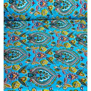 Tissu en coton imprimé à la main indien, écologique, de poids moyen, à motifs floraux multicolores, pour rideaux et décoration intérieure - Product Image 4