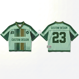 Maillot de football personnalisé vert à col en V, manches courtes, en polyester respirant, pour homme adulte, avec numéro 23 et logo - Product Image 2