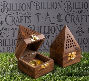 Wooden <b>Incense</b> Burner Bakhoor Holder Aromatic Diffuser Ventilated Triangle <b>Box</b> for Home Decor - Product Image 1