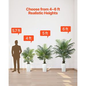 Palmera Areca Artificial de 1.5 m, Blanca, en Maceta Alta, con Hojas de Seda Sintética, Planta Tropical Artificial Grande para Decoración de Interiores - Product Image 6