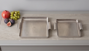 Plateau de service en métal fait main, plateau alimentaire en aluminium, différentes tailles, plateau de service alimentaire en métal de forme carrée, plateau élégant - Product Image 2