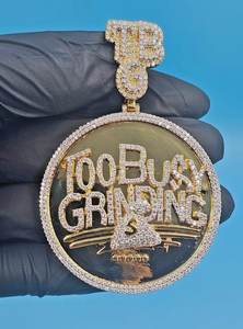 Moissanite Custom Circle Hip Hop <b>Initial</b> Two-Tone 925 Sterling <b>Silver</b> Gold Plated Luxury Certified <b>Pendant</b> with Custom Bail - Product Image 5