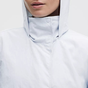 Elegant <b>Women's</b> <b>Light</b> Blue Stand Collar Softshell <b>Jacket</b> Full Sleeve Windproof Utility Zipper Closure Short Length <b>Women</b> <b>Jacket</b> - Product Image 5