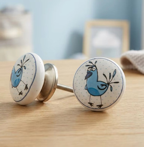 Perillas Redondas de Cerámica para Cajones con Diseño de Pájaro Azul, Estilo Moderno, Fácil Instalación para Cajones y Armarios de Muebles - Product Image 1