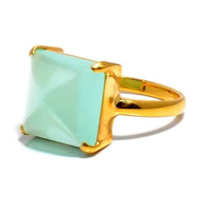 Bague carrée vert menthe plaquée or en alliage de métal précieux avec onyx serti pavé, style vintage minimaliste, pour cocktail - Product Image 4