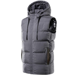 Nuevo Chaleco Acolchado sin Mangas para Hombre, Talla Grande, Tejido Transpirable, Diseño Sólido, con Cierre y Capucha - Product Image 4