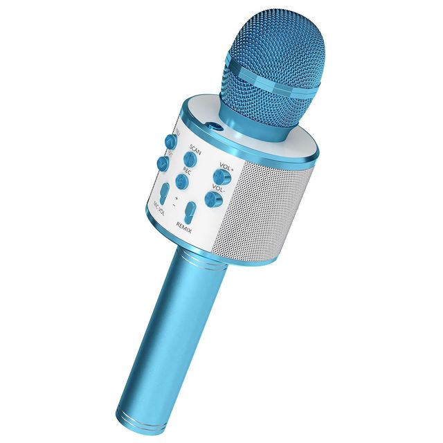 3 in 1 Portable Blue for Karaoke Player with Wireless Microphone and Built-in Speaker