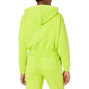 Sudadera con Capucha Verde Neón para Mujer Talla Grande, Sudadera con Capucha de Manga Larga, Informal, Sólida, para Otoño - Product Image 2