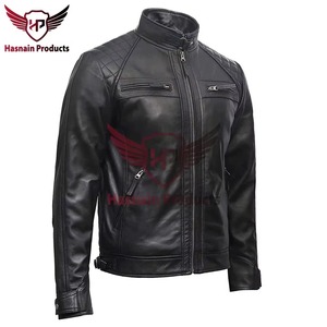 Chaqueta de Cuero Genuino Negra para Hombre, Ajustada, Estilo Motero, Cafe Racer, de Piel de Vacuno, con Hombros Acolchados, Clásica, Personalizada, Cálida para Invierno - Product Image 2