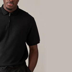 T-shirt à col zippé tendance, best-seller, 100% coton, t-shirt floral surdimensionné pour homme, qualité supérieure, couleur unie - Product Image 2