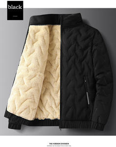 Chaqueta Acolchada para Hombre, Color Sólido, Cierre de Cremallera, Resistente al Viento, Informal, de Invierno, Gruesa, con Relleno de Poliéster, Cuello Alto, Forro de Sherpa - Product Image 4