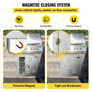 Porta di accesso ventilata singola da 12x12 pollici per la cottura all'aperto 304 in acciaio inossidabile supporto a filo per porta a serrature smussate per accesso al barbecue - Product Image 6