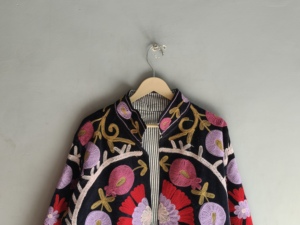 Indian Handmade Reversible Quilted Embroidery Jacket Unisex Premium Cotton Velvet Coat Button Perfect Winter <b>GIFT</b> <b>FOR</b> <b>HER</b> - Product Image 2