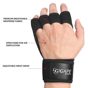 Custom Logo Printed Hand Grips Gym Fitness Cross Fit Neoprene <b>Gloves</b> Breathable Lightweight Durable Half Finger Unisex Home - Product Image 3