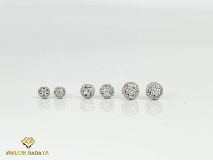 Elegantes Pendientes Redondos con Halo de Diamantes, Conjunto Invisible de Ilusión, Pendientes de Oro con Diamantes de Corte Redondo, Regalo Nupcial para Ella, Pequeños Pendientes - Product Image 5