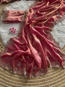 Heavy sequence embroidery saree Comfortable fabric Indian saree High quality silk saree <b>Top</b> selling Indian saree - Product Image 4