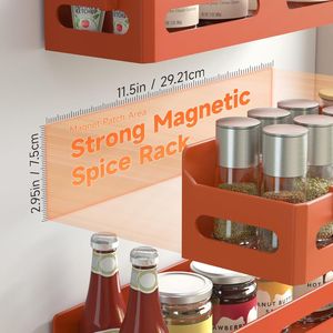 4 Pack Strong Magnetic Spice Rack for Refrigerator Multipurpose 4-Hook <b>Shelf</b> Organizer for <b>Kitchen</b> & Bathroom - Product Image 4