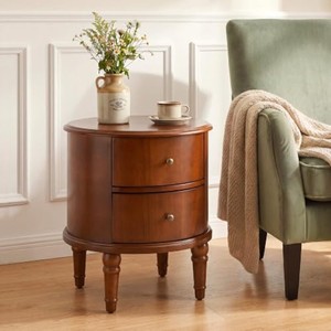 Mesa Auxiliar Rectangular Contemporánea de Madera de Acacia Hecha a Mano con Cajones |   Mesa de Noche de Madera Ecológica para Dormitorio, Venta al por Mayor - Product Image 2