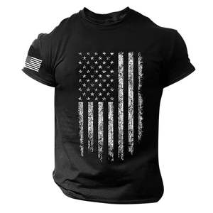 T-shirt à manches courtes pour hommes One Nation God 250 Years Blessings American Flag Cross, coupe régulière, en coton, décontracté, respirant, 300g - Product Image 2