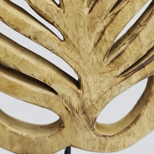 Escultura de Hoja de Madera de Mango Hecha a Mano |   Decoración de Escritorio de Madera Natural al por Mayor - Product Image 6