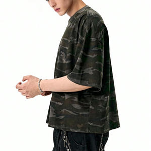 Camiseta de algodón de camuflaje para hombre, cuello redondo, ropa deportiva, diseño personalizado, venta al por mayor - Product Image 3