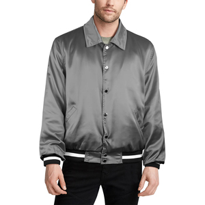 Casual Wear Windproof Satin Bomber <b>Jacket</b> Gray Color Full Sleeve Thick Coated Outdoor Polyester Satin <b>Jacket</b> For Men'<b>s</b> - Product Image 1