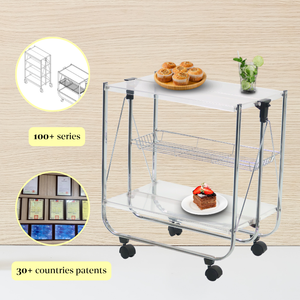 Chariot de nourriture pliable en tube ovale personnalisé OEM avec panneau acrylique - Product Image 6