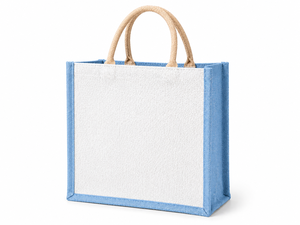 Sac fourre-tout en toile bleu et blanc avec poignées en corde, taille moyenne, idéal pour un cadeau - Product Image 3