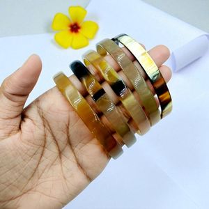 Ensemble de bracelets vintage en corne, tons ambre noir, unisexe, motif animal en corne de vache, accessoire de mode chrétien - Product Image 2