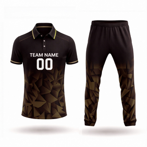 Ensemble d'uniformes de cricket personnalisés - T-shirt à manches courtes, pantalon, impression numérique, design bicolore, taille élastique, séchage rapide, 100% coton - Product Image 2