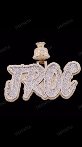 Colgante con nombre personalizado estilo Hip Hop para hombre, con moissanita baguette, diseño de bolsa de dinero, bicolor, de plata de ley 925 - Product Image 2