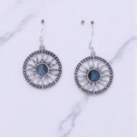 Boucles d'oreilles élégantes en pierres précieuses naturelles, magnifique motif soleil, en argent 925, prix de gros, bijoux