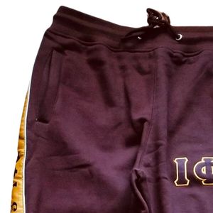 Iota Phi Theta <b>Brown</b> Tapered <b>Joggers</b> 1963 Stripe Greek Apparel Fraternity Sweatpants Premium Athletic Fit Stylish - Product Image 3