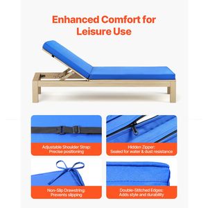 Cuscino Impermeabile e Resistente allo Sbiadimento per Chaise Longue da Esterno 72 x 21 x 3 Pollici, Cuscino per Lettino Prendisole, Cuscini da Esterno - Product Image 5
