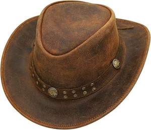 Cheap Price <b>Western</b> Cowboy Riding Racing Leather <b>Hats</b> Customized Logo Embroidery Plain Blank - Product Image 6