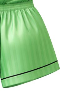 Customized Green Satin Women Pajama Set Silk Sleepwear <b>Spaghetti</b> <b>Strap</b> Cami And Shorts Soft Luxury Nightwear Summer Lounge Set - Product Image 3