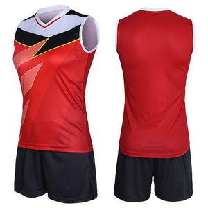 Maillot de volley-ball d'été rouge et noir de haute qualité, imprimé par sublimation, anti-humidité, ajusté, à manches courtes, numéro 25 - Product Image 5