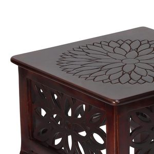 Table de chevet en bois avec design sculpté pour salon et chambre à coucher, décoration intérieure, petit meuble - Product Image 4