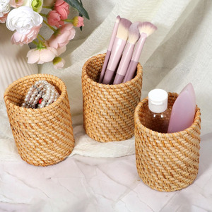 Wood pen case cheapest cost hand-made rattan pencil cup <b>small</b> basket for <b>desk</b> shelf containers - Product Image 4