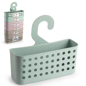 Cestino portaoggetti da bagno con gancio, rettangolare, in plastica, a un solo livello, salvaspazio, per organizzare gli articoli da toeletta nella doccia - Product Image 1