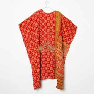 New Vintage Style Hand Block Print Cotton Kantha <b>Kaftan</b>, Plus Size Lightweight, Printed Summer Cover-Up - Product Image 3