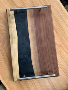 Luxury Handmade Resin And Wooden Serving <b>Tray</b> For Modern Home Decor And Elegant Dining Table Presentation - Product Image 1