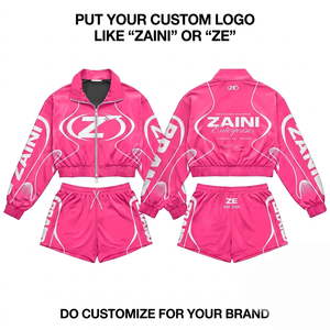 Conjunto Deportivo Corto para Mujer, Premium, 280 GSM, Poliéster Interlock, Secado Rápido, Color Rosa, OEM - Product Image 1