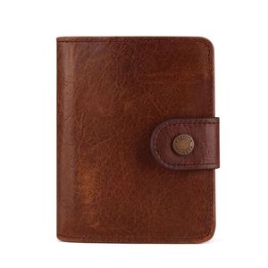 Funda Protectora para Pasaporte de Cuero Marrón para Hombre con Cierre a Presión, Cartera Protectora Genuina - Product Image 1