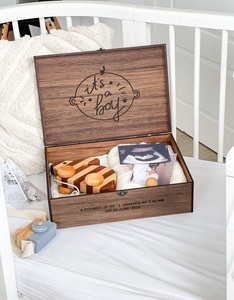 Personalized Baby <b>Keepsake</b> Wooden <b>Box</b>-Embossed Design Eco-Friendly Durable Classic/Luxury Style Tabletop Display for 1st - Product Image 1
