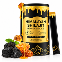 Bâtonnets de miel Shilajit à marque privée – Résine de Shilajit de l'Himalaya 60 % Acide Fulvique – Sachet d'énergie au miel brut – Faible MOQ