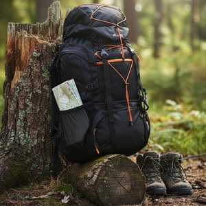 Mochila de Senderismo Impermeable Negra, Mochila Ligera de Viaje, Mochila de Camping con Cubierta para Lluvia, Bolsa de Exterior Unisex - Product Image 5